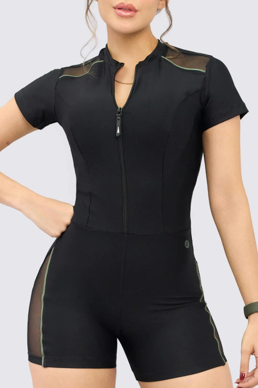 Jumpsuit with Appliques and Zipper